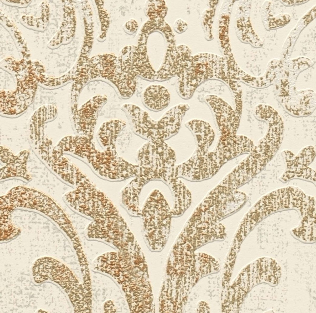 Barock Vliestapete Creme / Gold Metallic