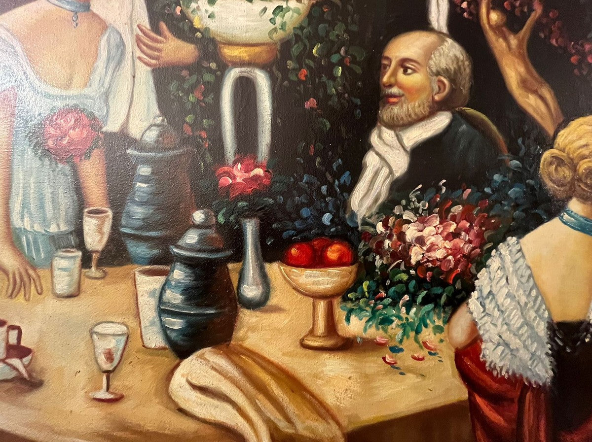 Barock Ölgemälde Mehrfarbig / Gold - Handgemaltes Antik Stil Gemälde mit Prunk Rahmen - Wand Deko im Barockstil - Barock Deko Accessoires - Barock Interior - Barock Möbel