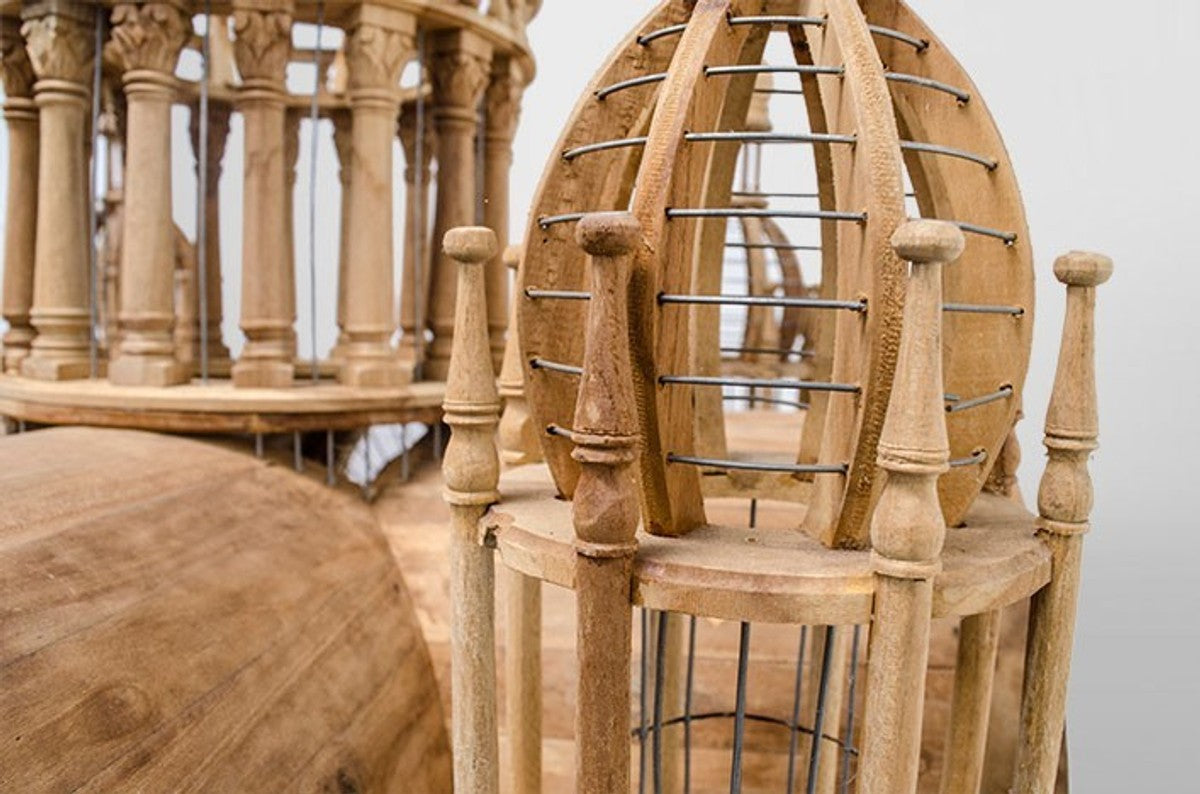 Barock Vogelpalast handgeschnitzt aus Mahagoniholz H250cm - Vogelhaus Vogelkäfig Antik Stil