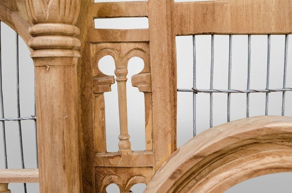 Barock Vogelpalast handgeschnitzt aus Mahagoniholz H250cm - Vogelhaus Vogelkäfig Antik Stil