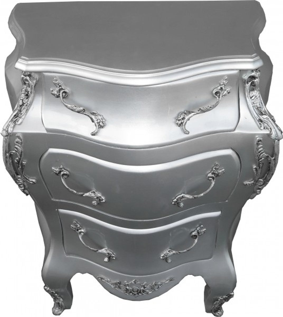 Barock Kommode Silber B68 H79.5 cm - Handgefertigte Möbel