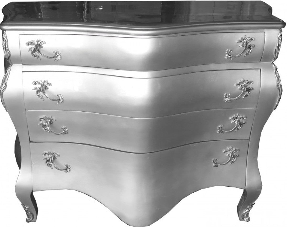 Barock Kommode Silber B120 H94 cm - Handgefertigte Barock Möbel