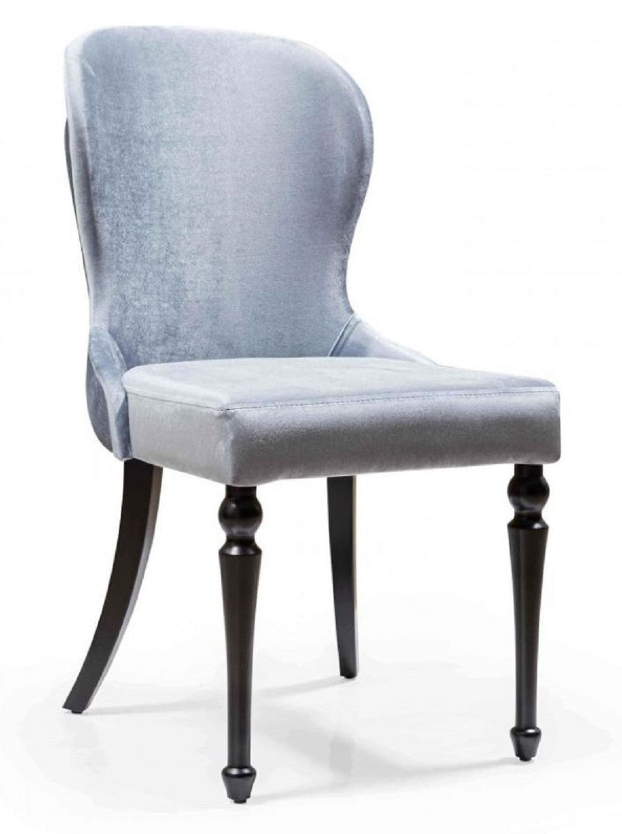 Art Deco Esszimmer Stuhl Set Silber / Schwarz 49 x 50 x H. 89 cm - Küchen Stühle 6er Set - Art Deco Esszimmer Möbel