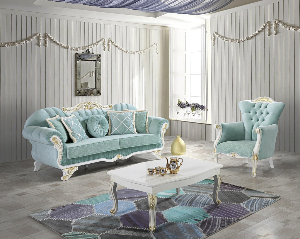 Barock Couchtisch Weiß / Gold 105 x 74 x H. 46 cm - Rechteckiger Wohnzimmertisch im Barockstil - Barock Möbel