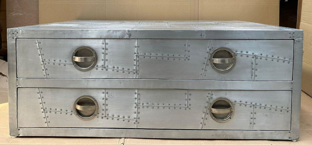 Aluminium Flugzeug Flieger Couchtisch Silber 120 cm - Aluminium Flugzeug Flieger Möbel