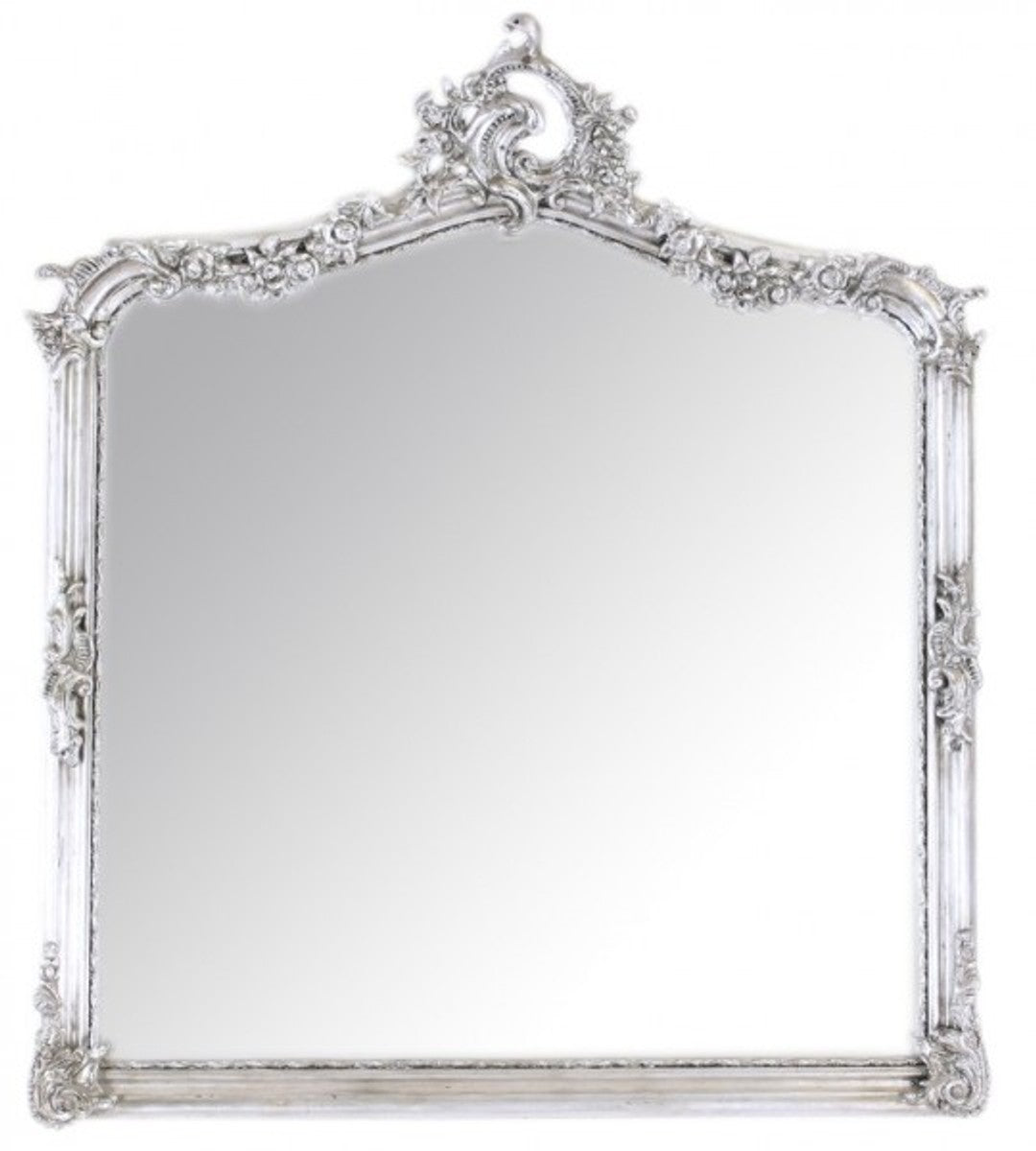 Barock Wandspiegel Antik Silber - Italienischer Antik Stil - 115 x 100 cm - Edel & Prunkvoll