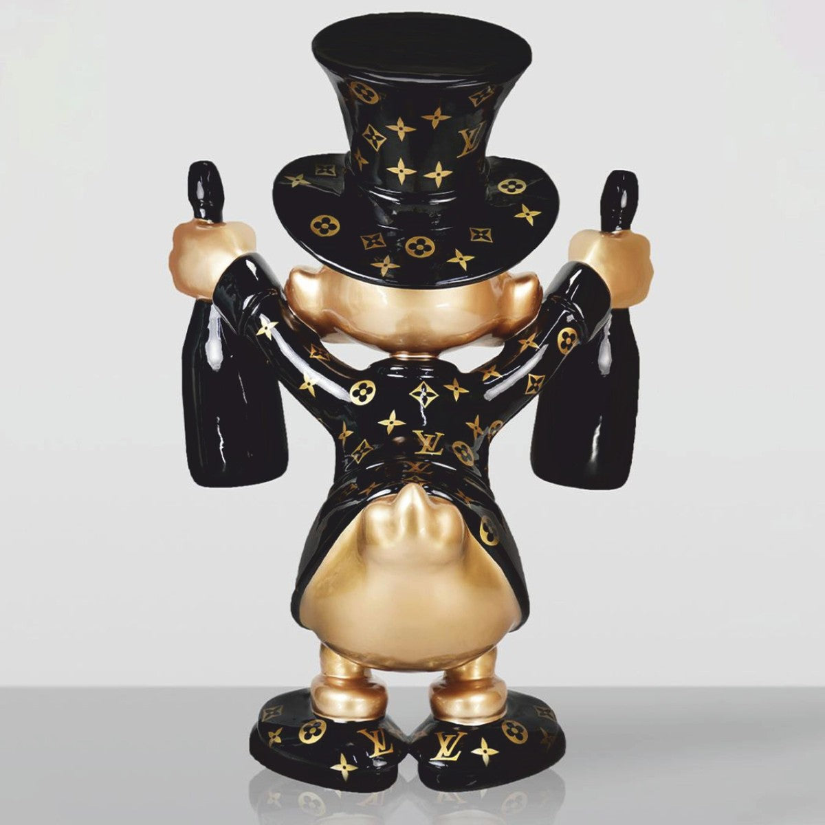 XXL Deko Skulptur Ente Schwarz / Gold H. 170 cm - Große Deko Figur