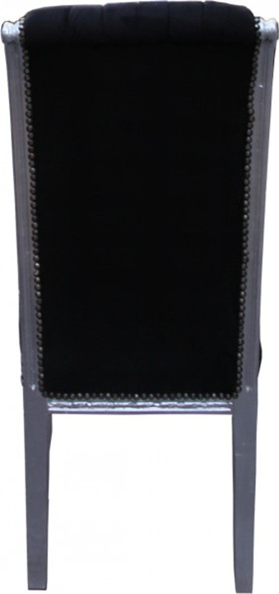 Barock Hochlehner Esszimmer Stuhl Schwarz/Silber - Hochlehnstuhl Möbel