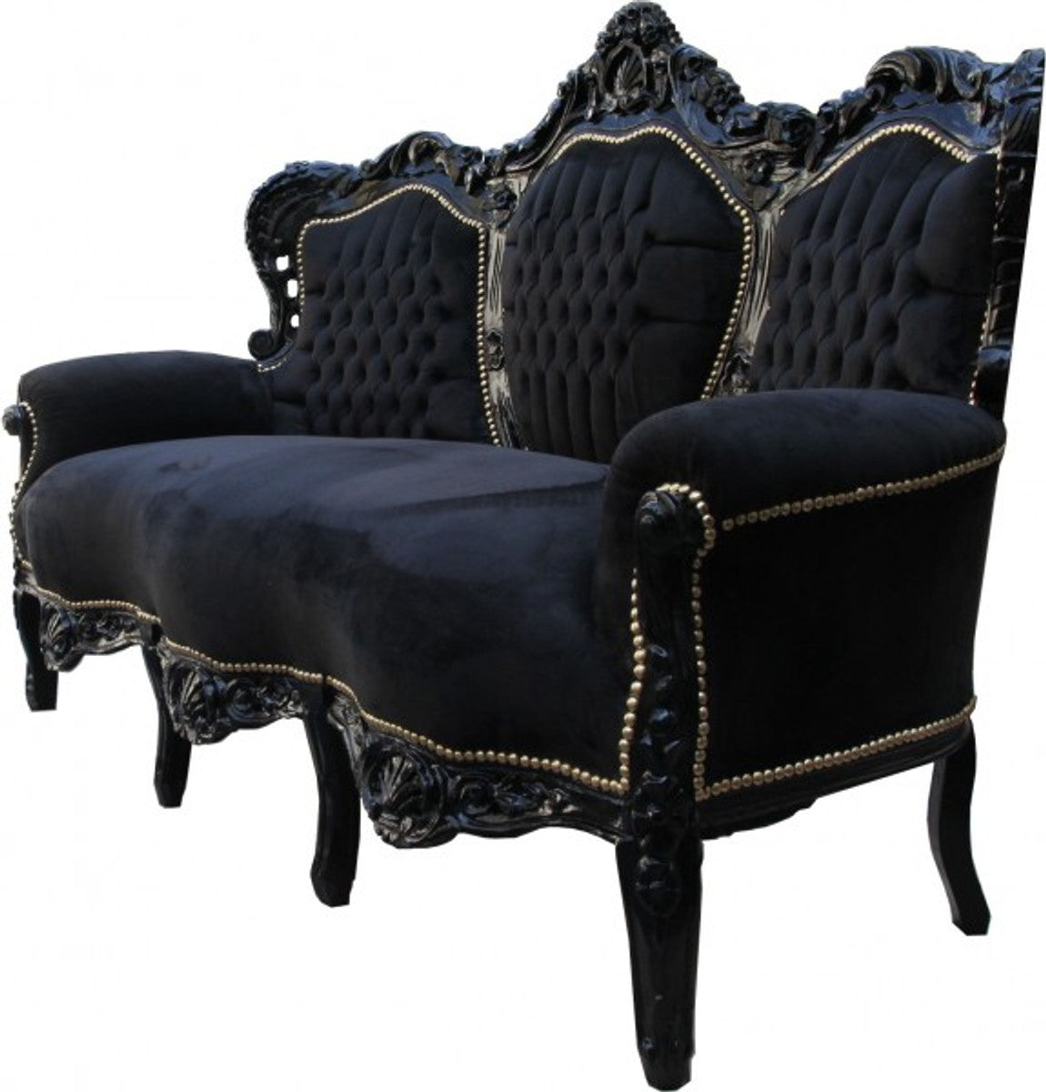 Barock Sofa King Schwarz / Schwarz - Wohnzimmer Couch