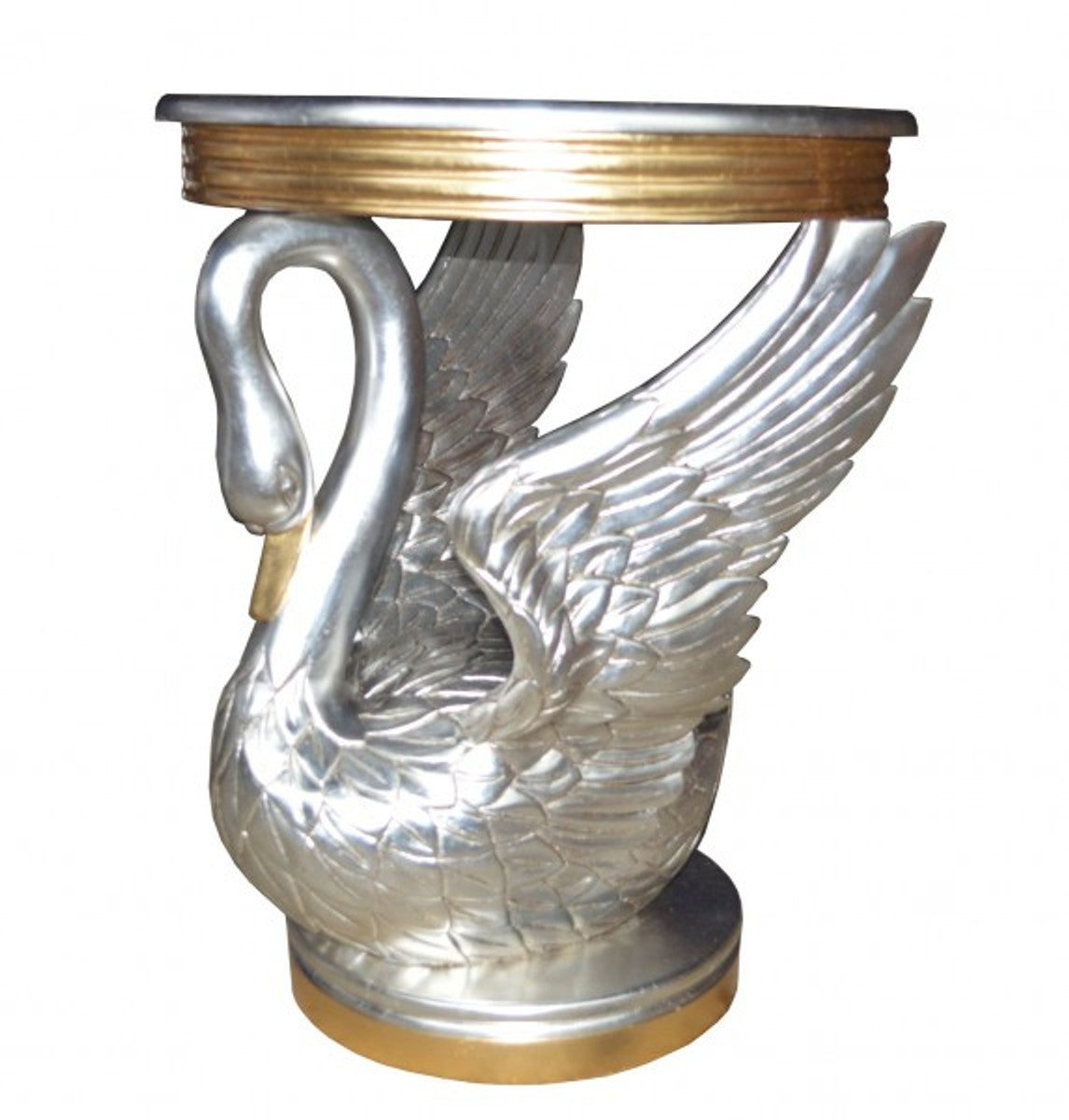 Barock Beistelltisch Schwan Silber / Gold - Nachttisch Konsole - Nachtschrank - Tisch - Luxury Collection