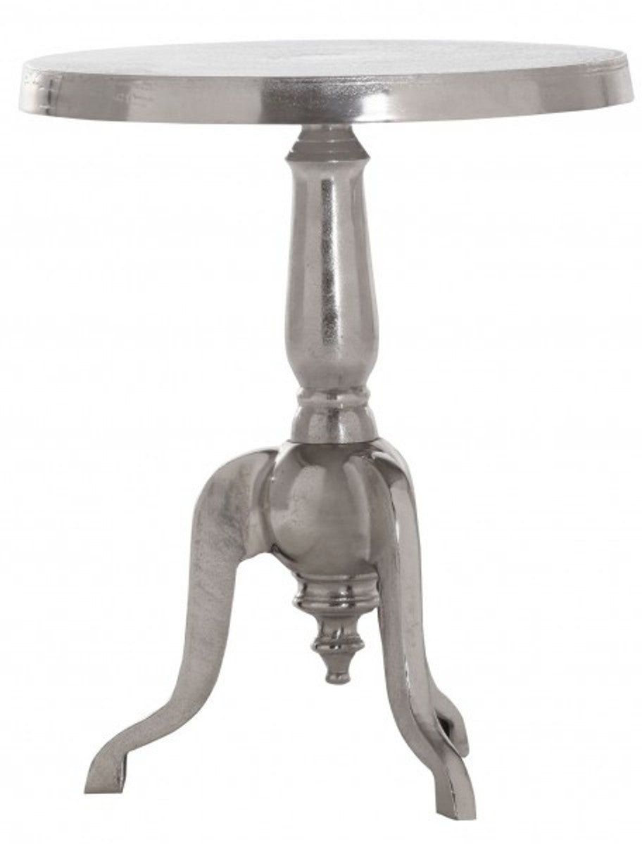 Aluminium Massiv Beistelltisch H 63 x 51 cm - Tisch - Alu Finish - Barock Stil