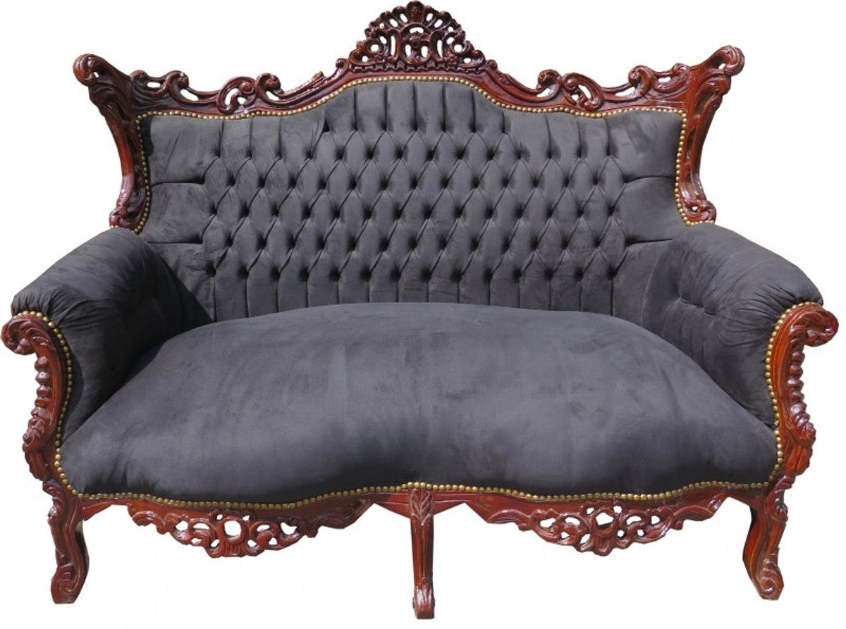 Barock 2-er Sofa Master Schwarz / Braun - Antik Stil Möbel