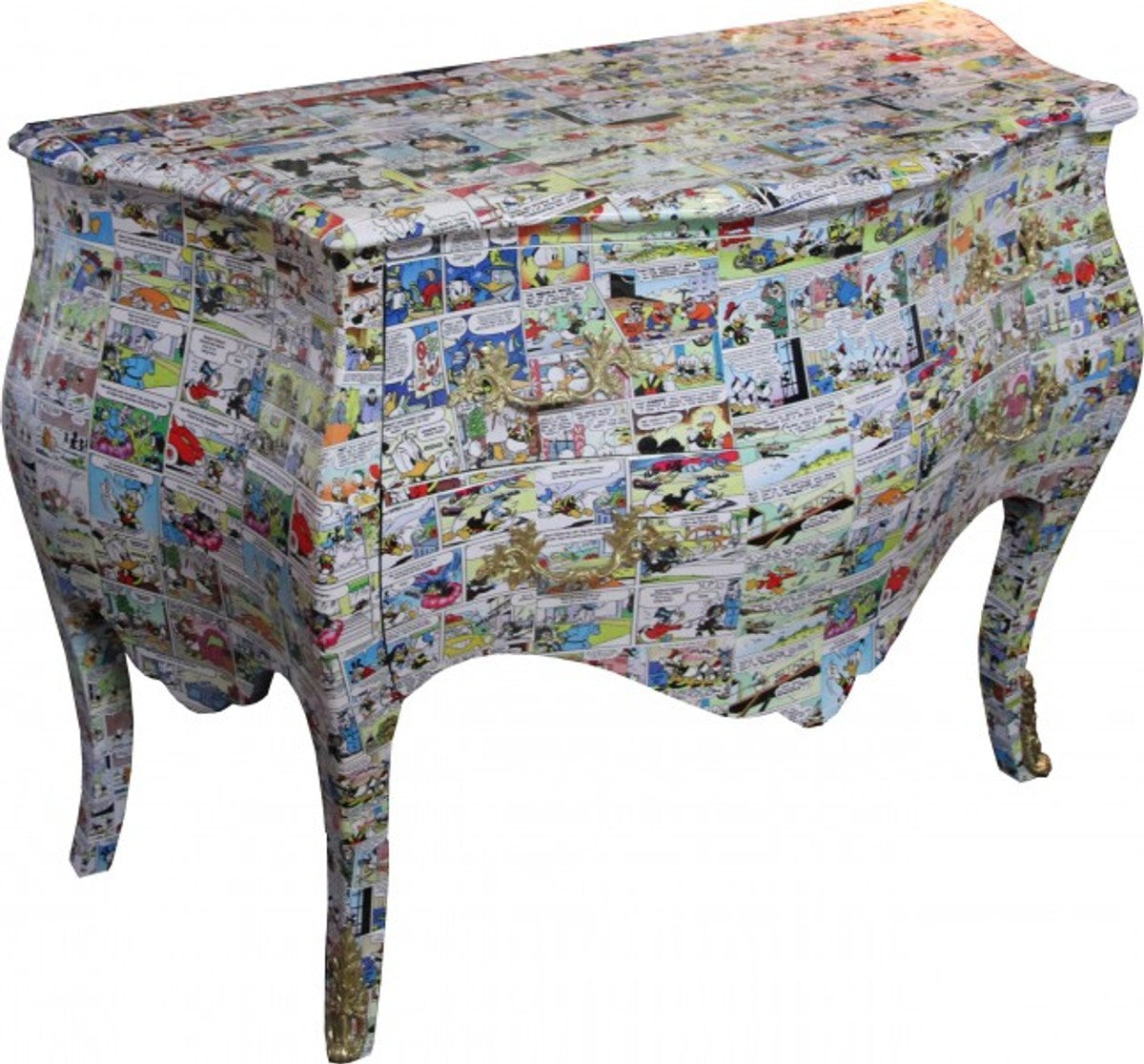 Barock Kommode Comic Design 130 cm, Mod3 - Handgefertigt aus Massivholz - Limited Edition