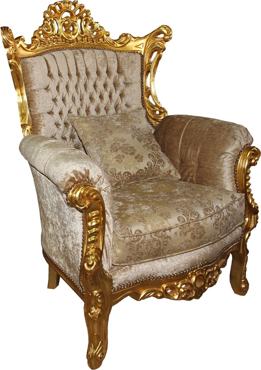Barock Sessel Al Capone Mod2 Braun-Creme Muster/Gold - Möbel Antik Stil - Limited Edition