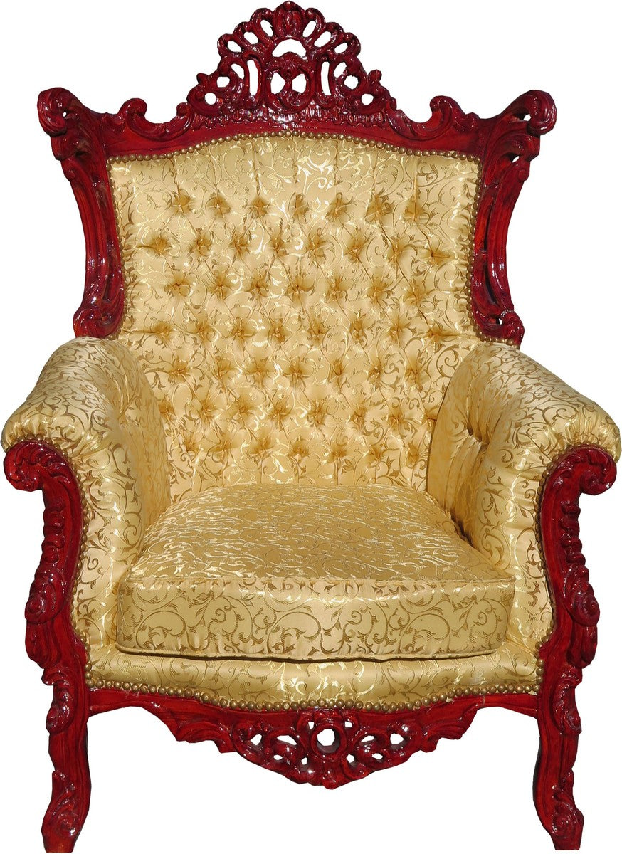 Barock Sessel Al Capone Gold Muster / Braunrot - Antik Stil Wohnzimmer Möbel - Limited Edition