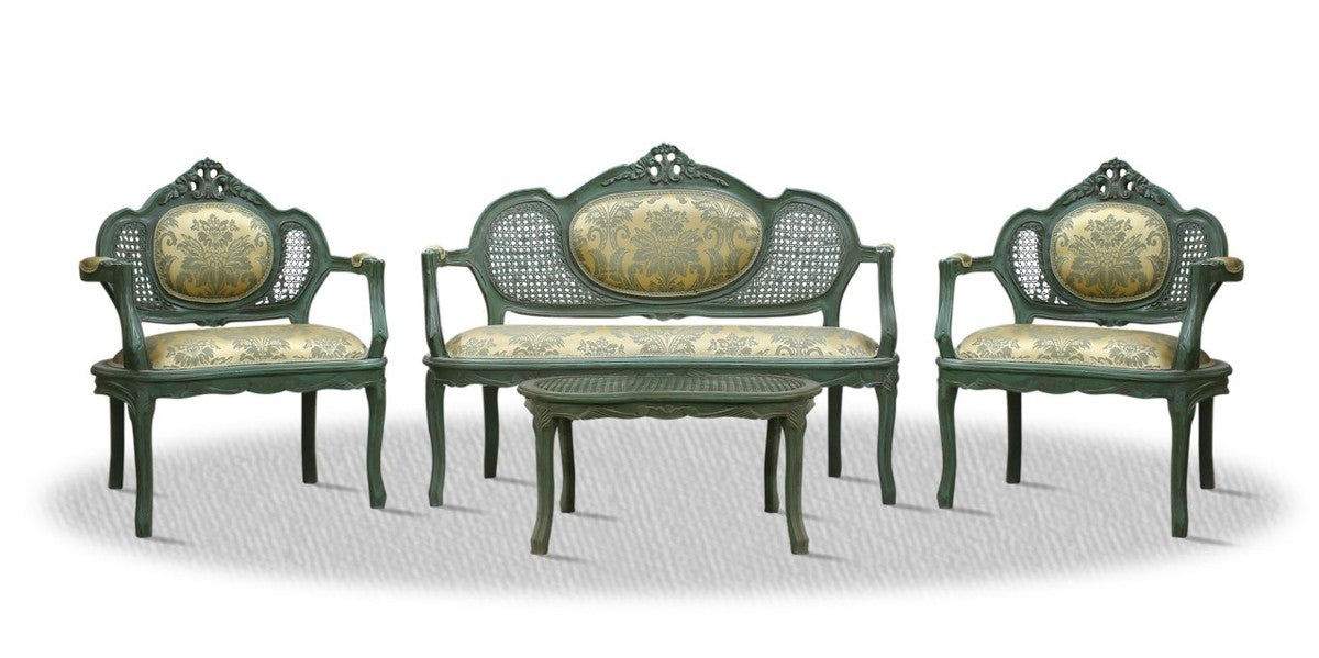 Barock Salon Set mit Sitzbank 2 Stühlen und Tisch - Limited Edition