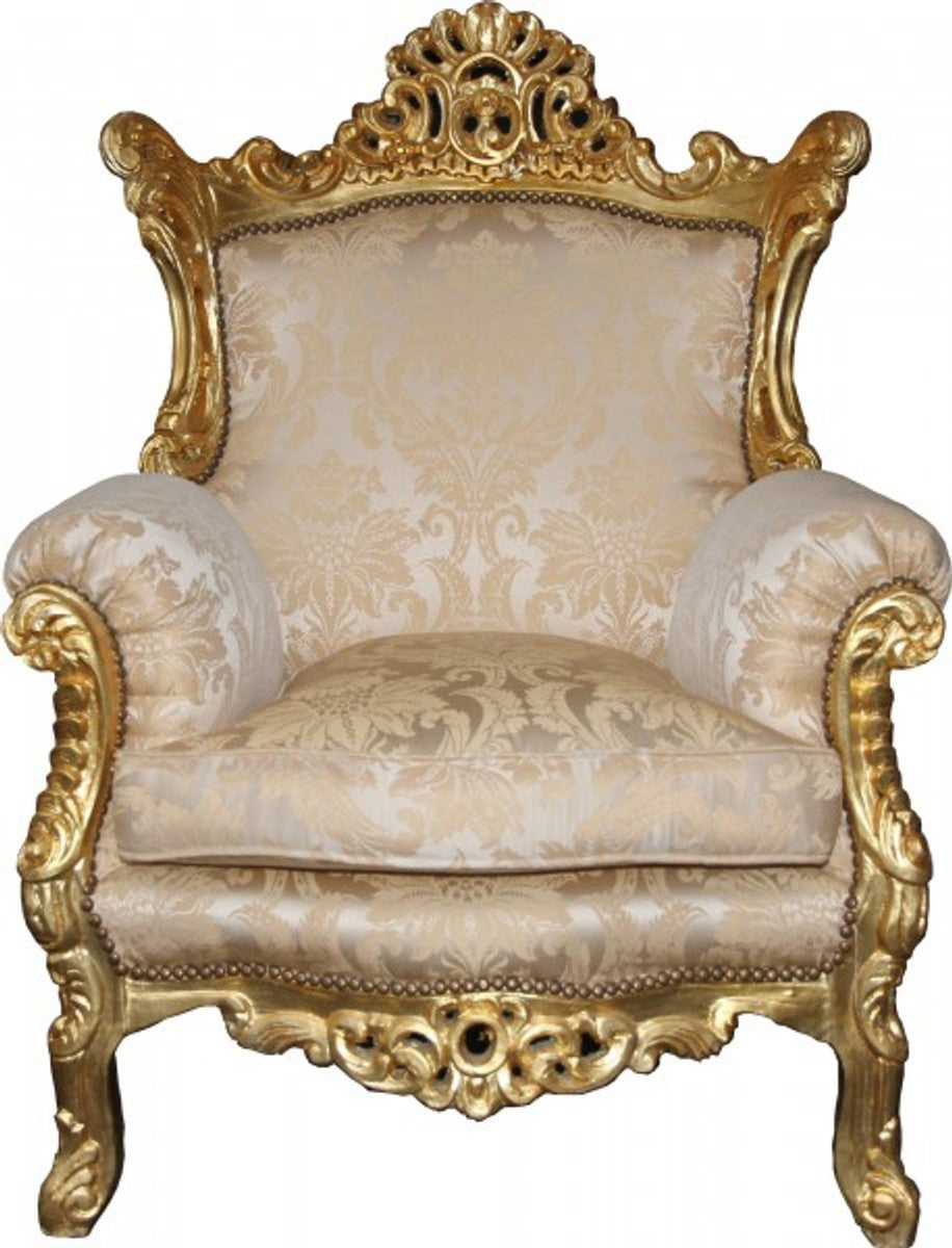 Barock Sessel Al Capone Mod2 Creme / Gold Möbel - Antik Stil