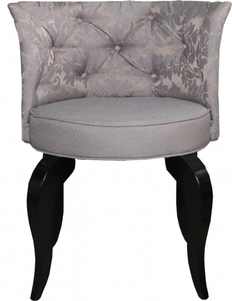 Barock Salon Stuhl Braun Muster / Schwarz - Designer Sessel - Luxus Qualität