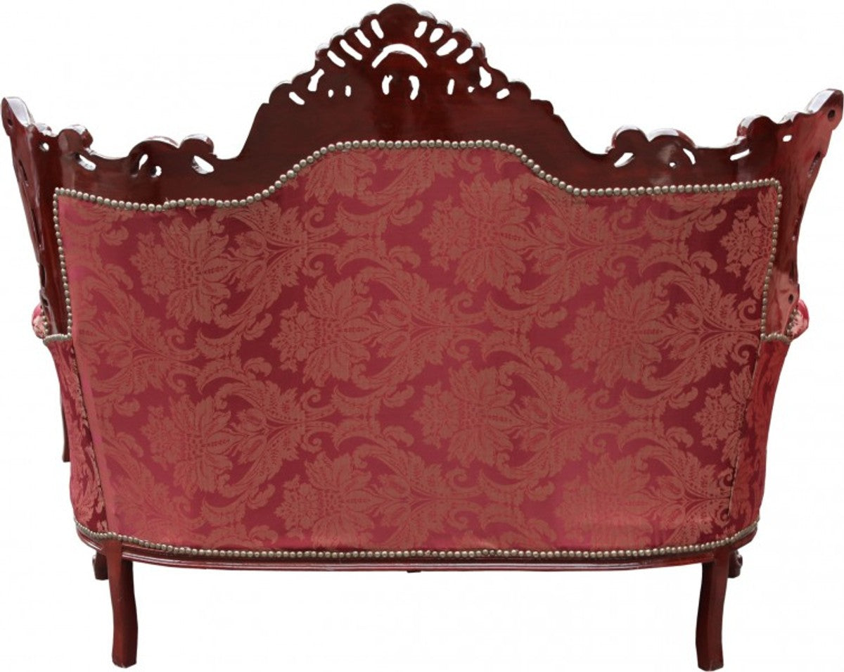 Barock 2er Sofa Master Bordeaux Muster / Braunrot - Wohnzimmer Couch Möbel Lounge